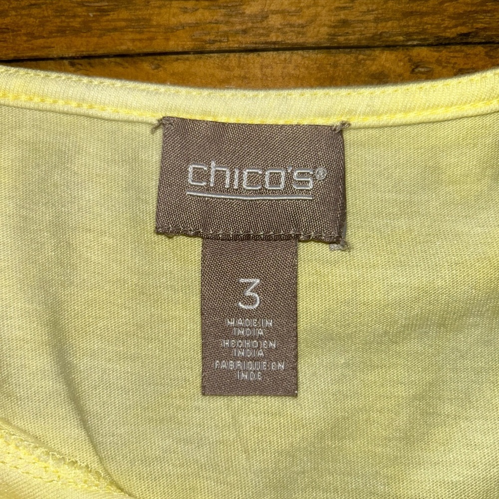 Chico's subtle Tie Dye Lemon Short Sleeve Basic Tee Soft Cotton/Modal blend - Picture 5 of 10